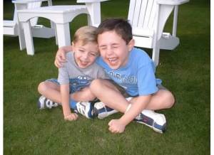 Ethan and Noah laughing